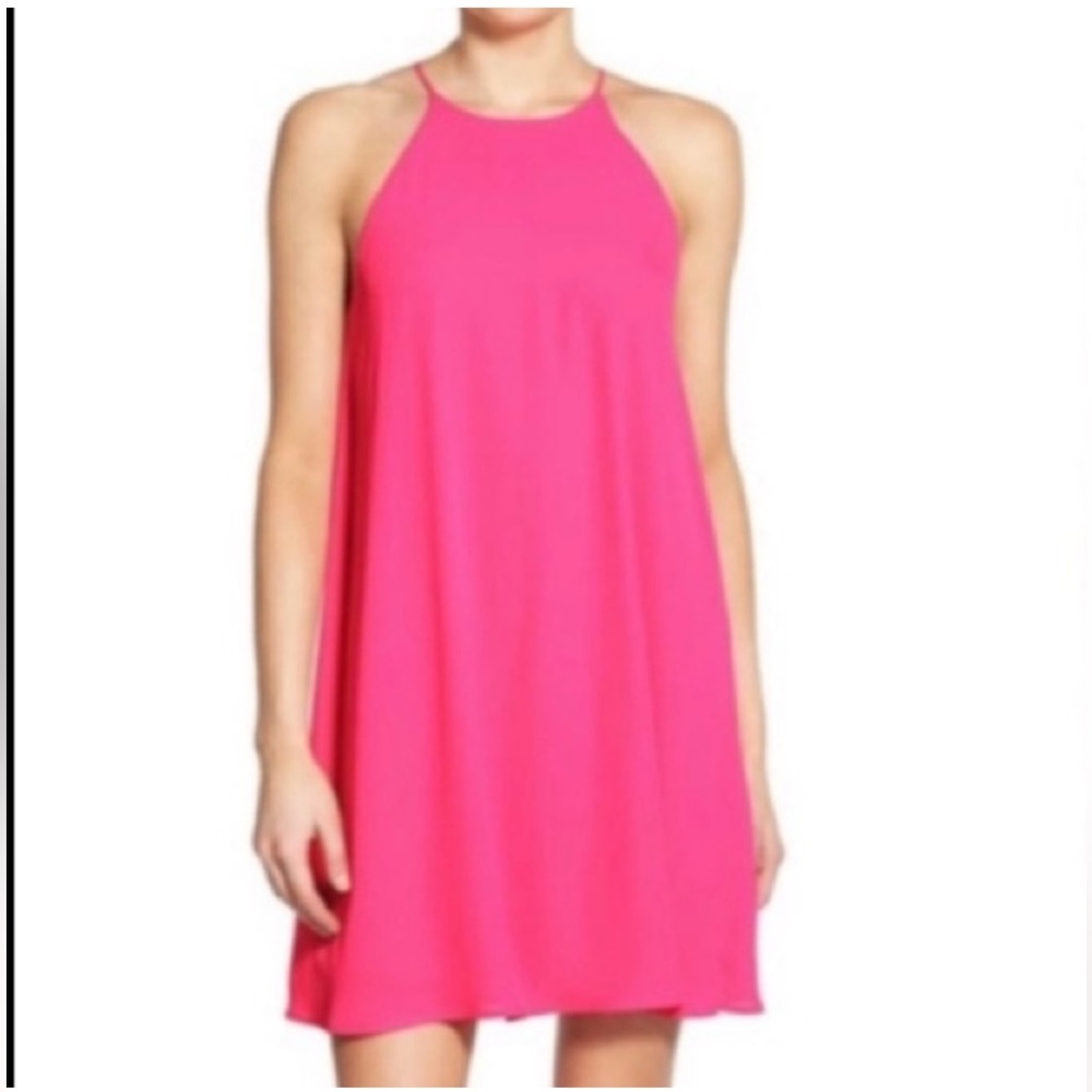 Everly Hot Pink Halter Swing Dress